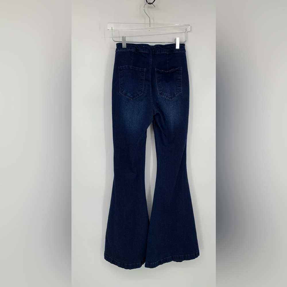 Kancan Jainey high rise flared jeans dark blue wash stretch women 27 7 - Picture 2 of 7
